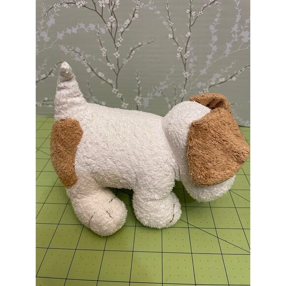 Old Navy 2004 Puppy Dog Lovey Rattle 7” Baby Plush Brown White HTF - Picture 4 of 8